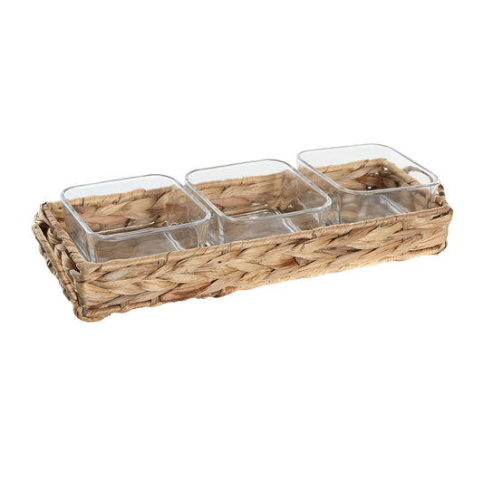 Snack tray DKD Home Decor 30 x 11 x 6 cm Crystal Natural 280 ml