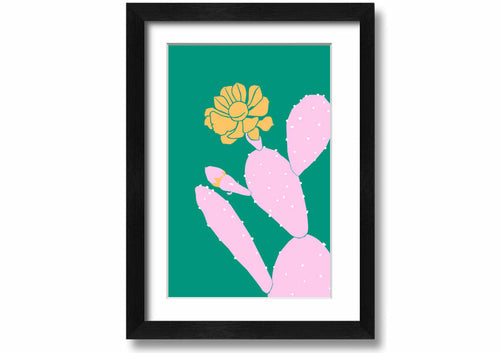 Pink Cactus With A Yellow Flower