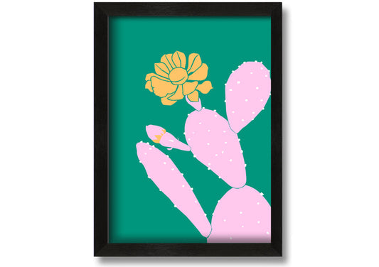 Pink Cactus With A Yellow Flower