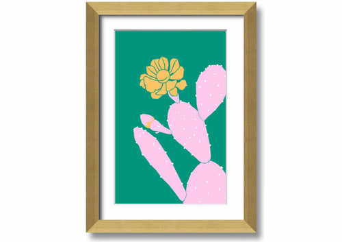 Pink Cactus With A Yellow Flower