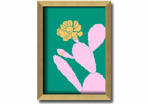 Pink Cactus With A Yellow Flower