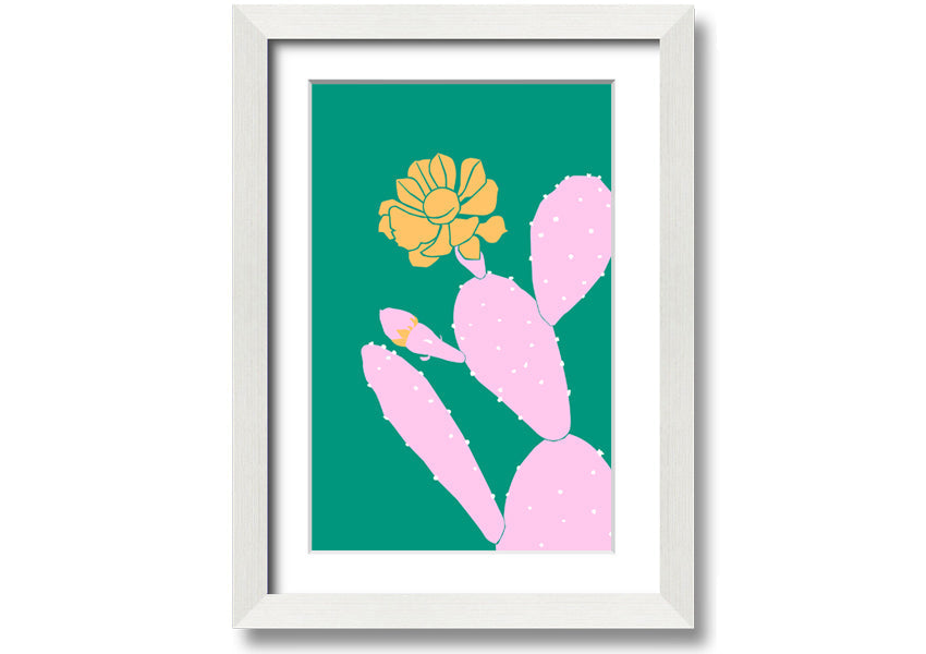 Pink Cactus With A Yellow Flower