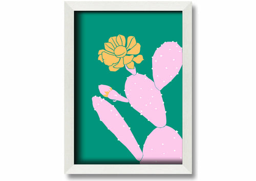 Pink Cactus With A Yellow Flower