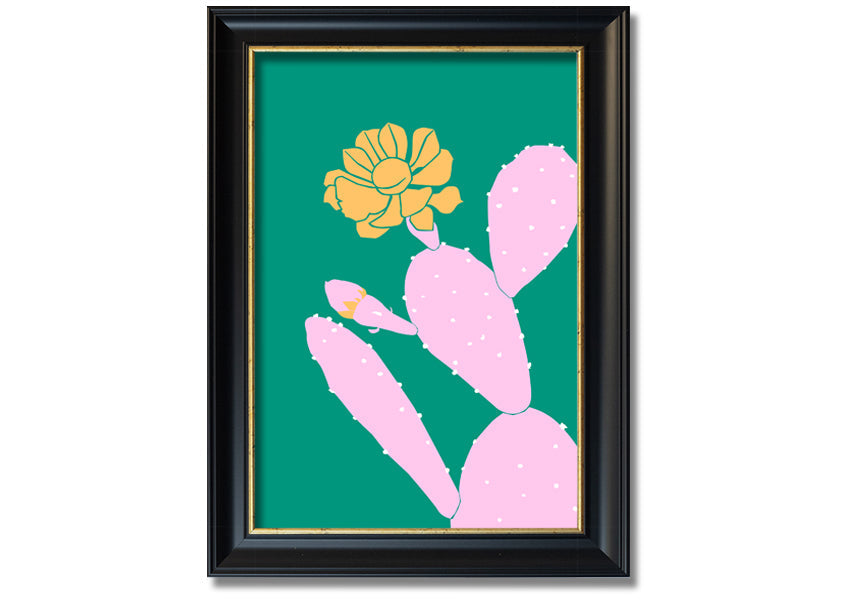 Pink Cactus With A Yellow Flower