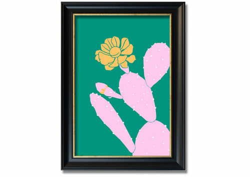 Pink Cactus With A Yellow Flower