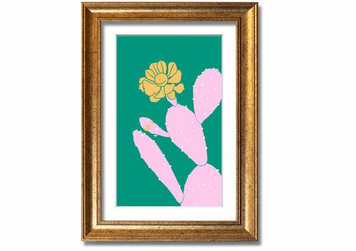 Pink Cactus With A Yellow Flower