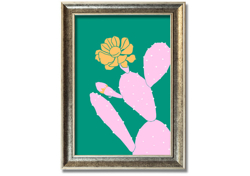 Pink Cactus With A Yellow Flower