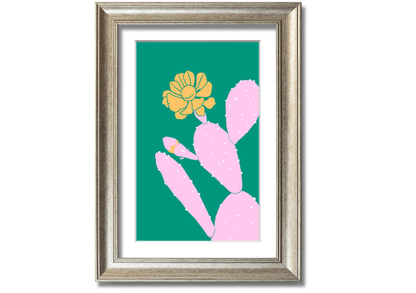 Pink Cactus With A Yellow Flower