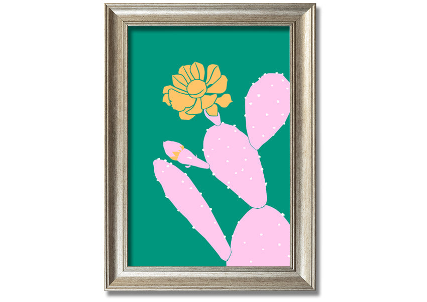 Pink Cactus With A Yellow Flower