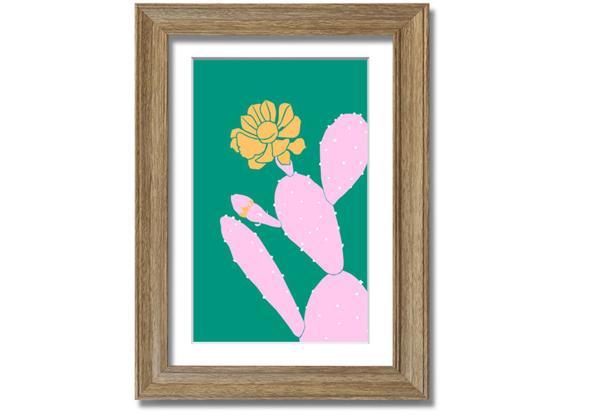 Pink Cactus With A Yellow Flower