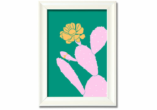 Pink Cactus With A Yellow Flower