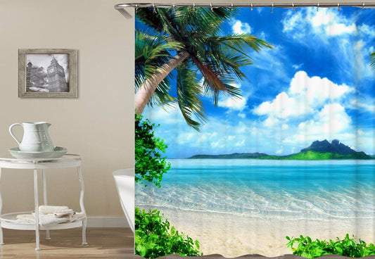 Tropical Island On the Horizon Shower Curtain