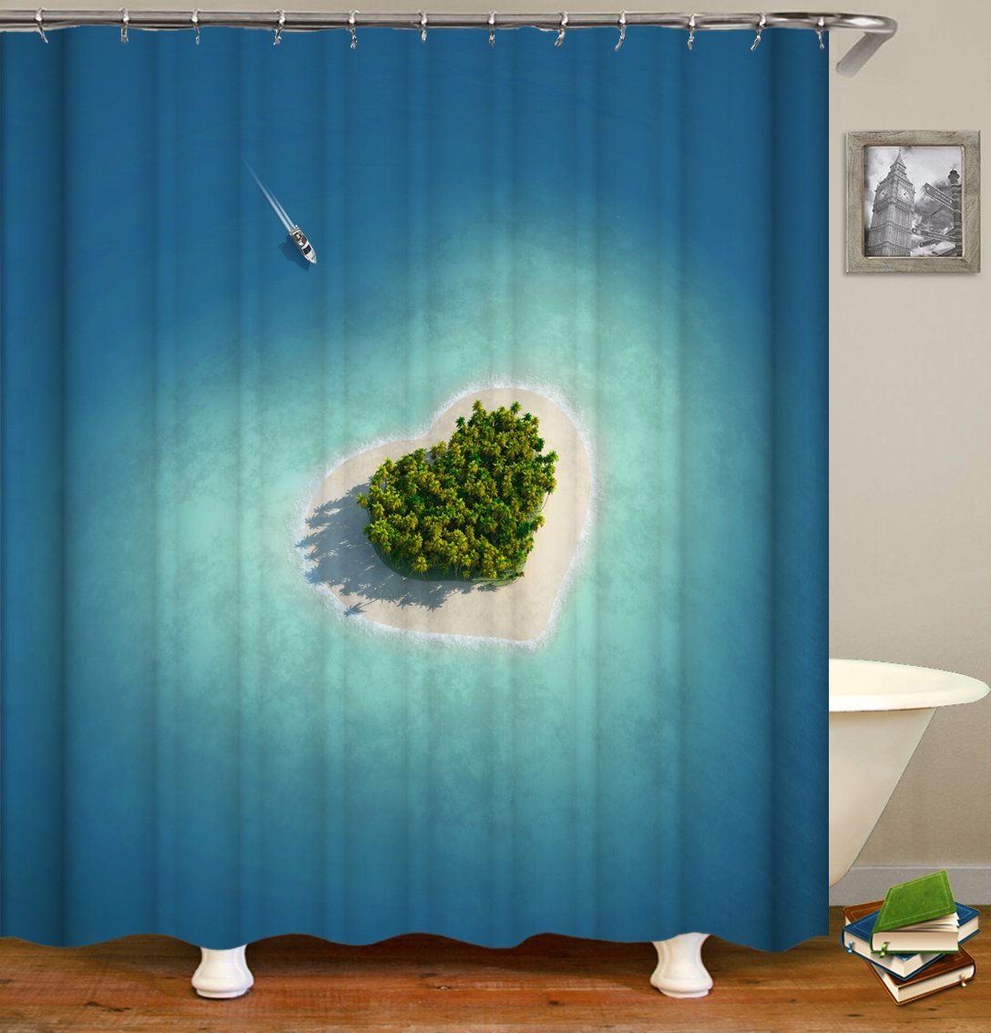 The Heart Shape Island Shower Curtain